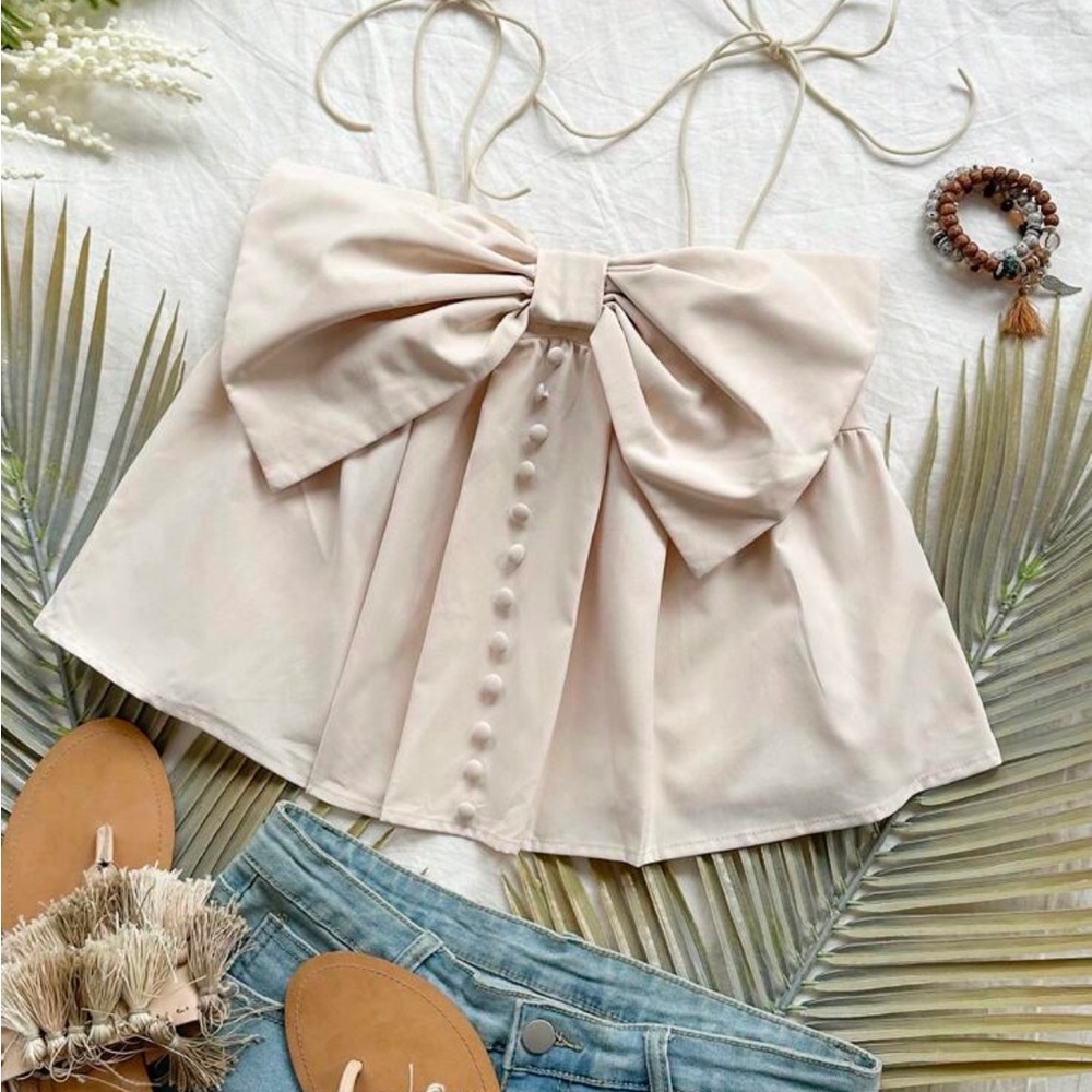 Cream Bow Detail Camisole Top